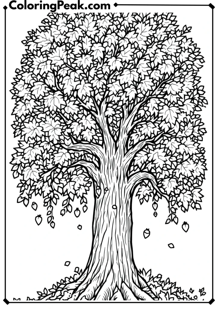 Autumn Oak Tree Scene Gear Mandala