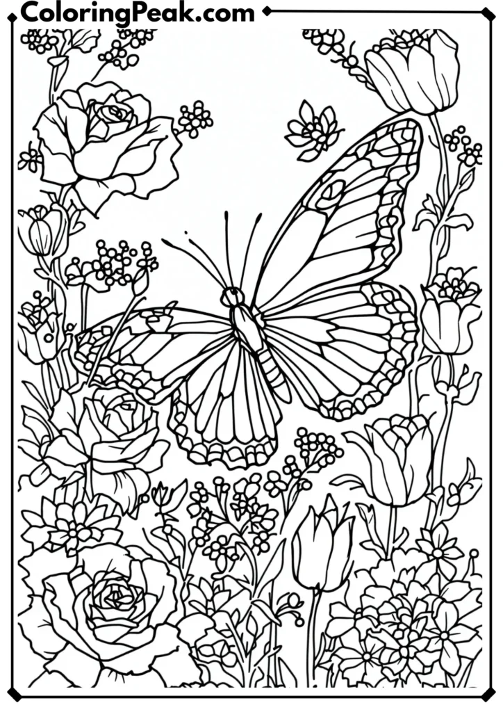 Butterfly Among Flowers