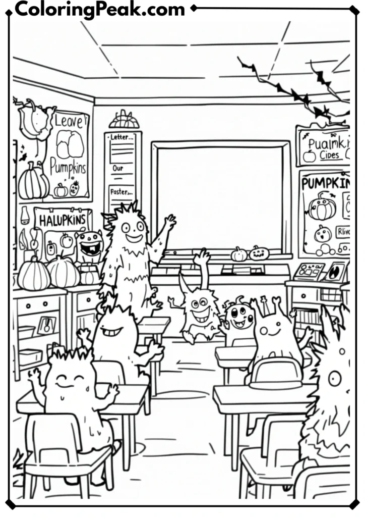 Halloween Classroom Scene