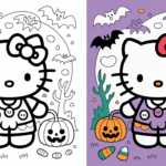Hello kitty Halloween coloring pages
