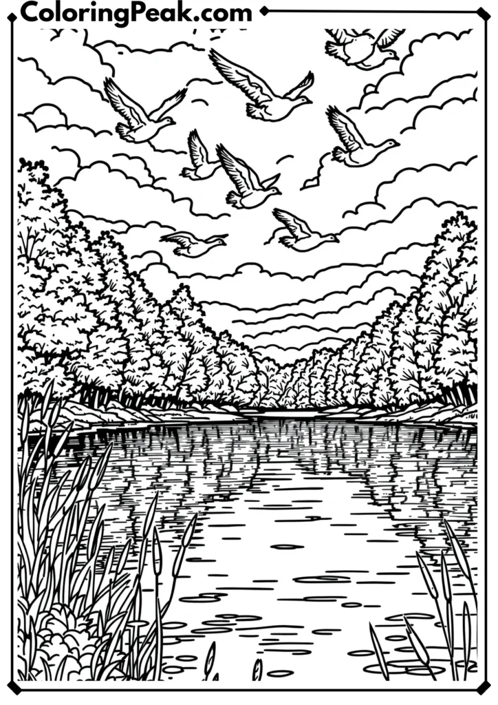 Migrating Geese Over Autumn Landscape