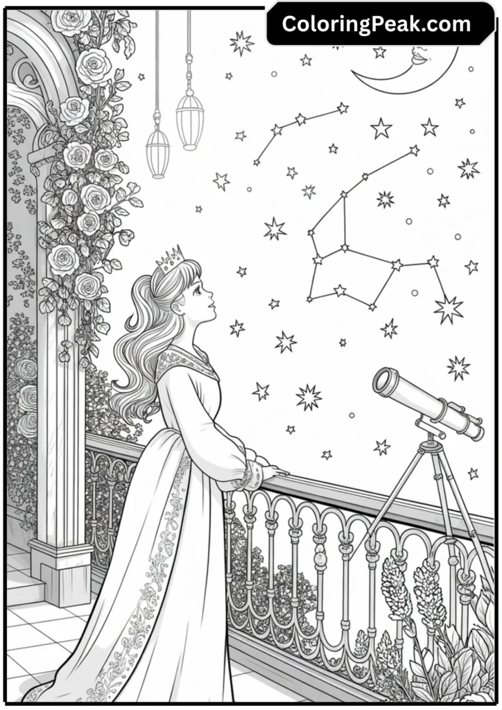 Princess Stargazing from Balcony
