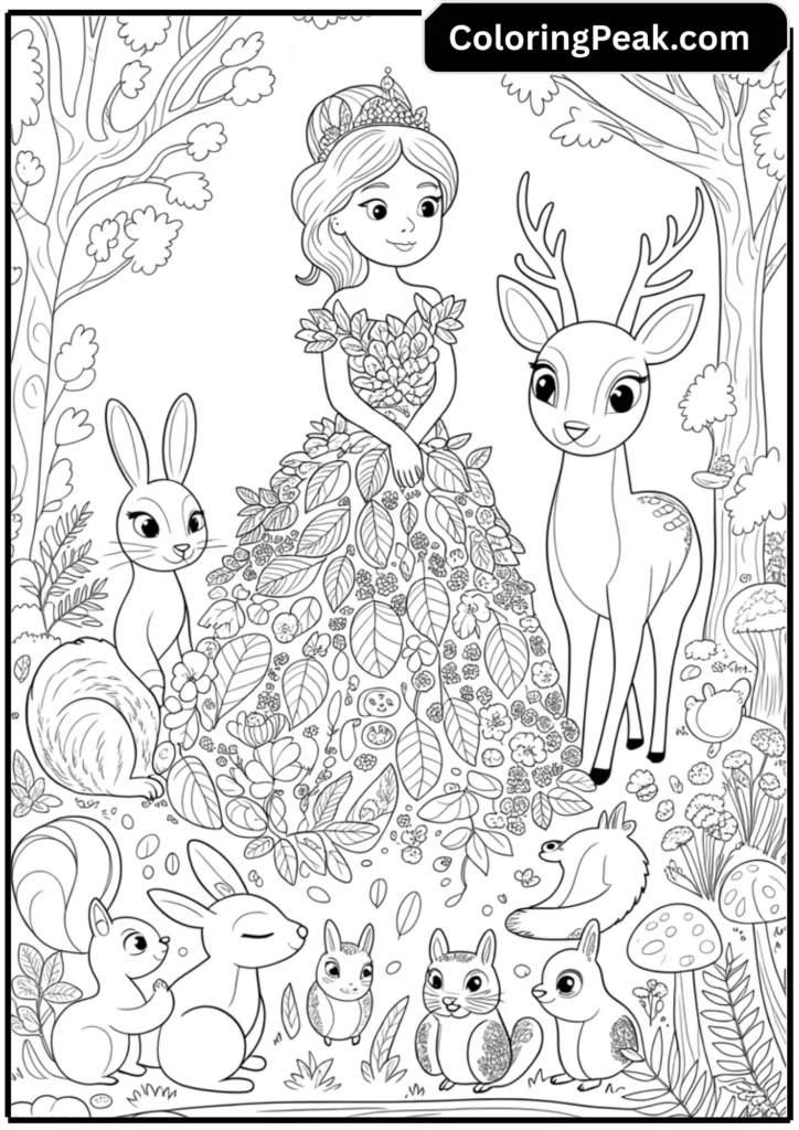 Princess with Forest Animal Friends