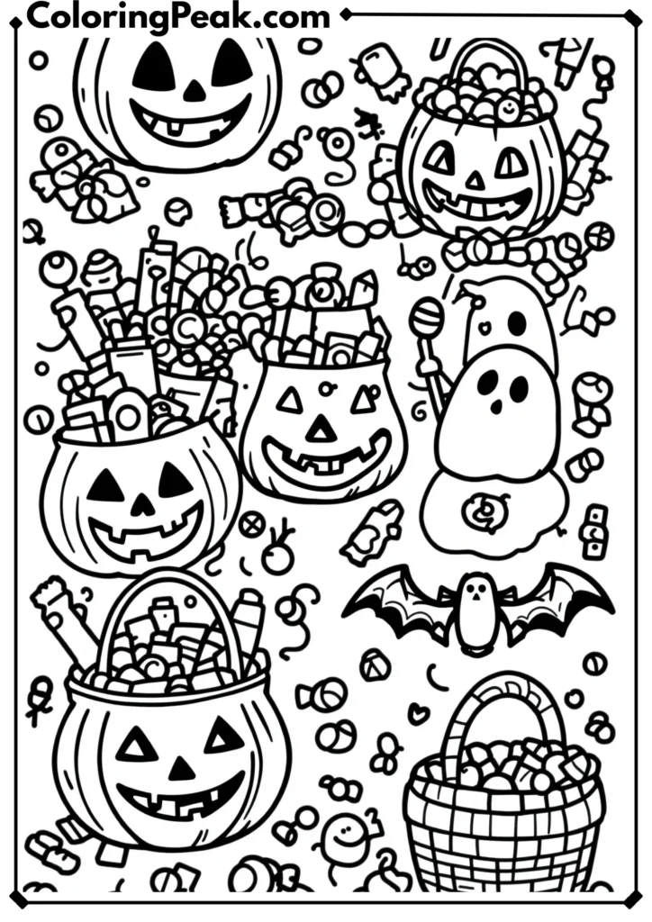 Trick-or-Treat Bag Collection halloween coloring pages